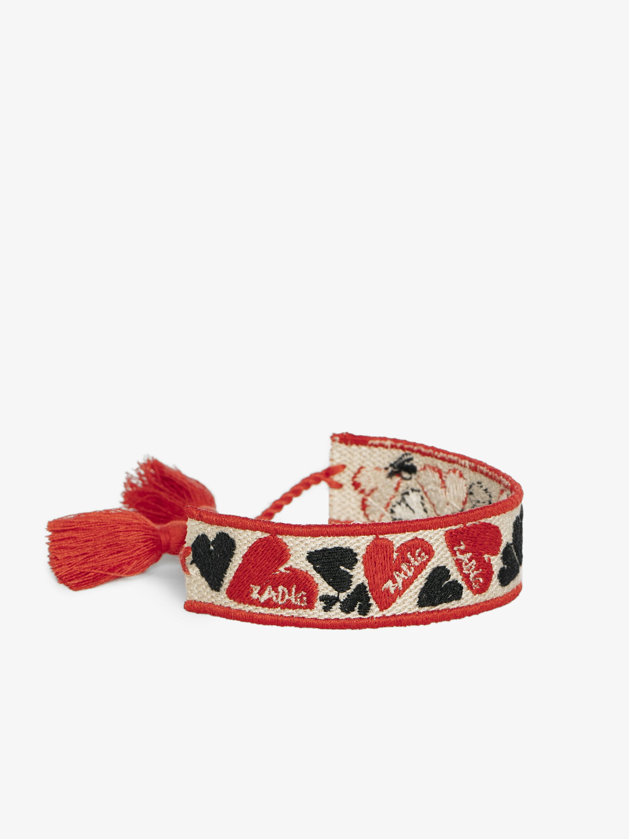 Zadig Woven Heart Bracelet - Woven polyester bracelet with embroidery.
